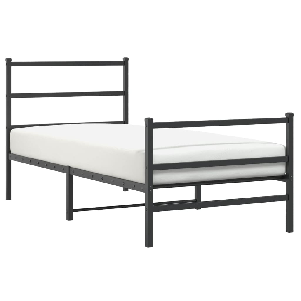 Cadre de lit métal sans matelas avec pied de lit noir 90x200 cm - XIOS