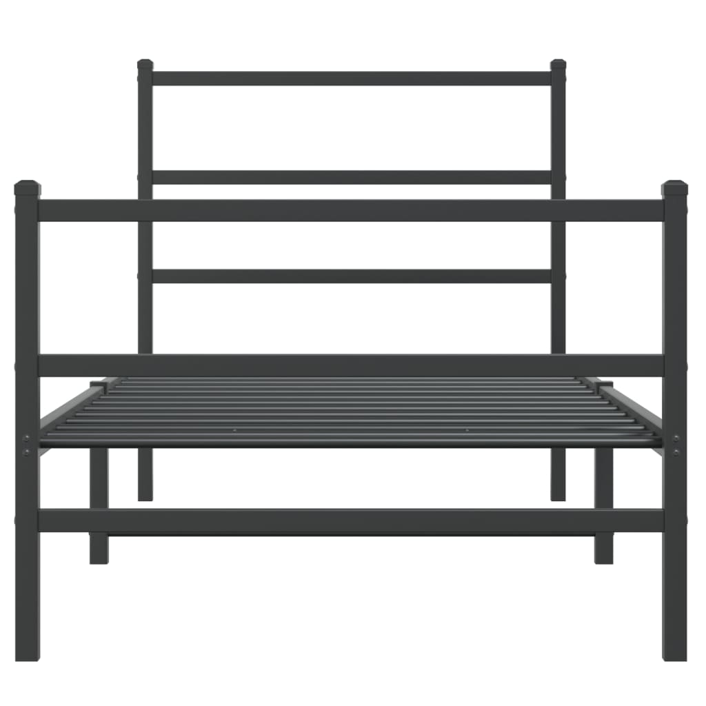 Cadre de lit métal sans matelas avec pied de lit noir 90x200 cm - XIOS