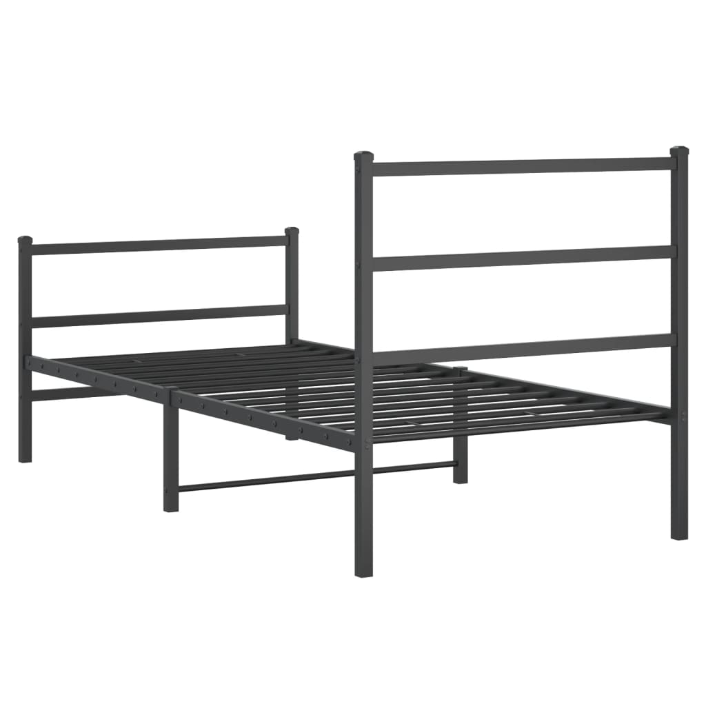 Cadre de lit métal sans matelas avec pied de lit noir 90x200 cm - XIOS
