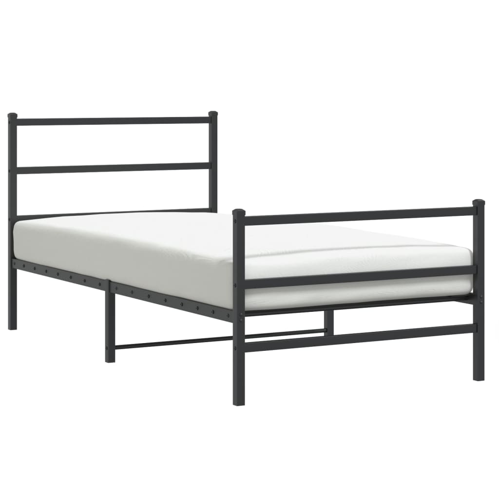 Cadre de lit métal sans matelas et pied de lit noir 100x200 cm - XIOS