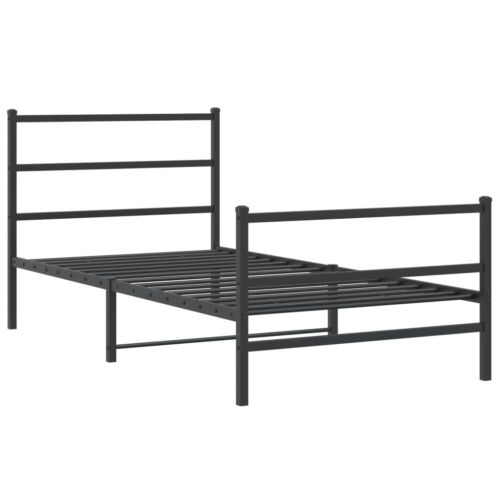 Cadre de lit métal sans matelas et pied de lit noir 100x200 cm - XIOS
