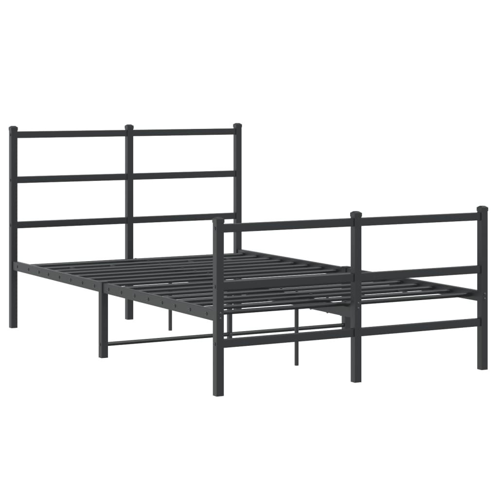 Cadre de lit métal sans matelas avec pied de lit noir 120x190cm - XIOS
