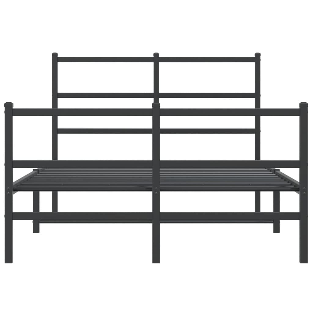 Cadre de lit métal sans matelas avec pied de lit noir 120x190cm - XIOS