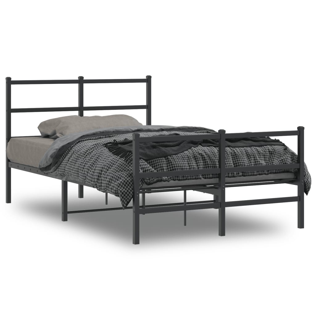 Cadre de lit métal sans matelas avec pied de lit noir 120x190cm - XIOS