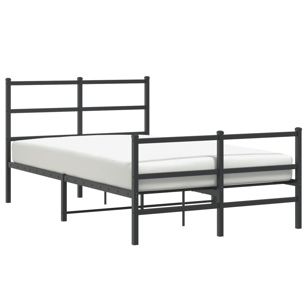 Cadre de lit métal sans matelas avec pied de lit noir 120x200cm - XIOS