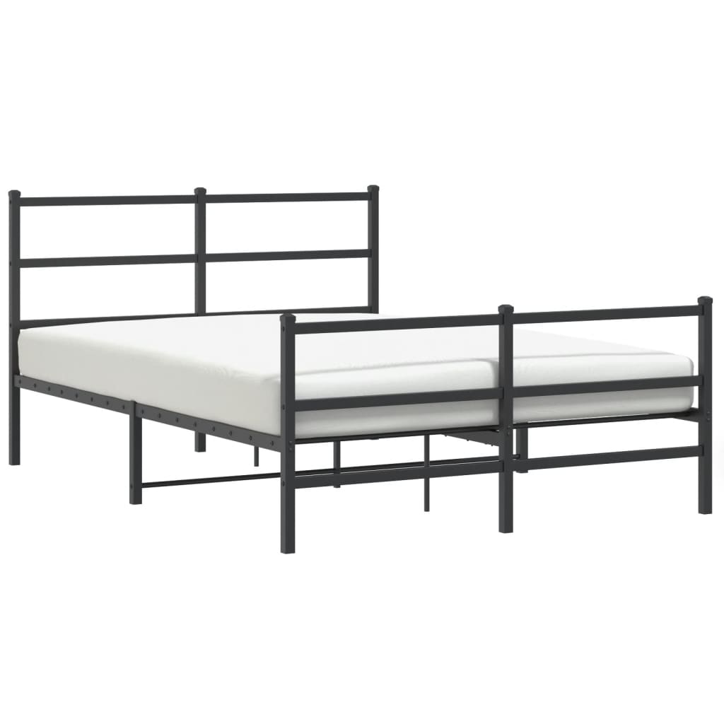Cadre de lit métal sans matelas avec pied de lit noir 135x190cm - XIOS
