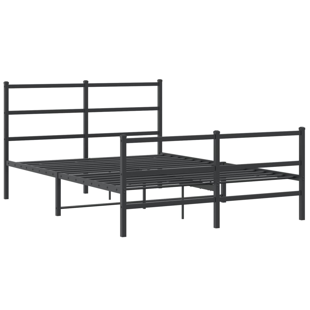 Cadre de lit métal sans matelas avec pied de lit noir 135x190cm - XIOS