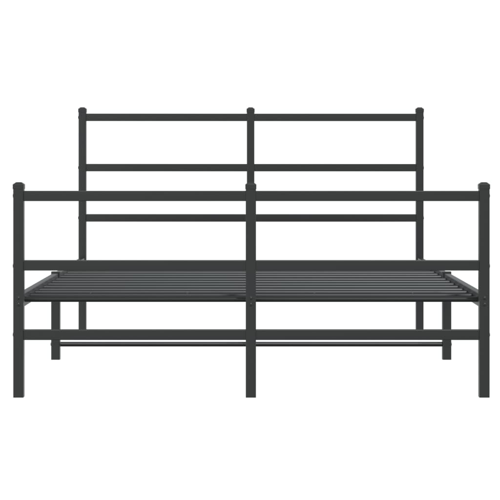 Cadre de lit métal sans matelas avec pied de lit noir 135x190cm - XIOS