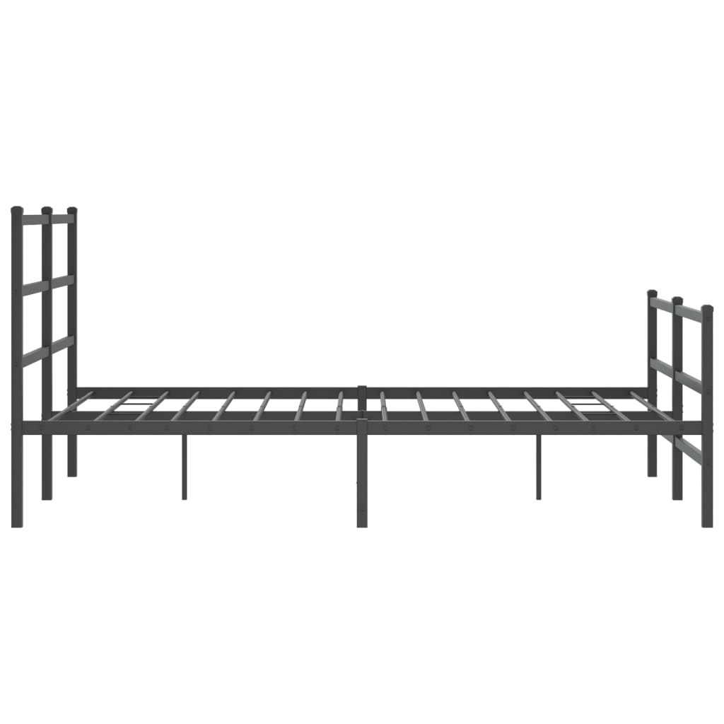 Cadre de lit métal sans matelas avec pied de lit noir 135x190cm - XIOS