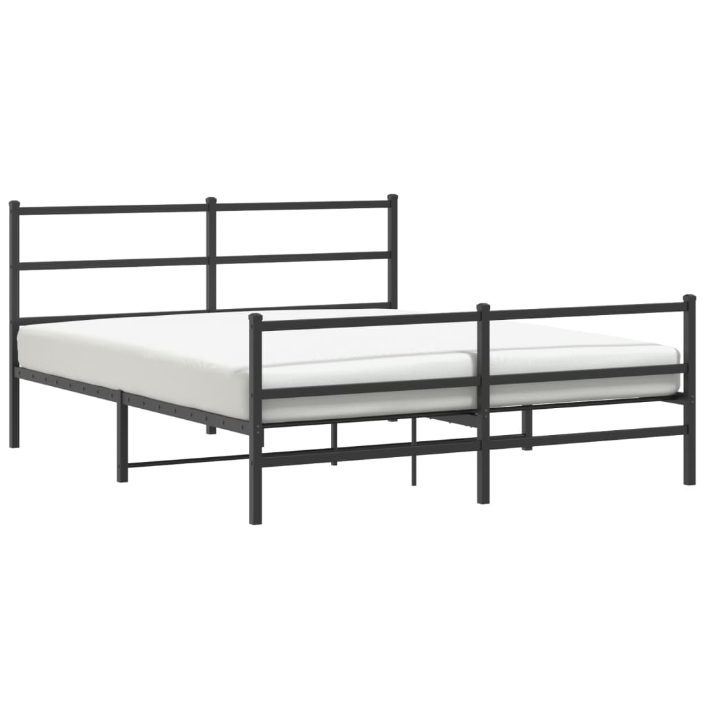 Cadre de lit métal sans matelas avec pied de lit noir 150x200cm - XIOS