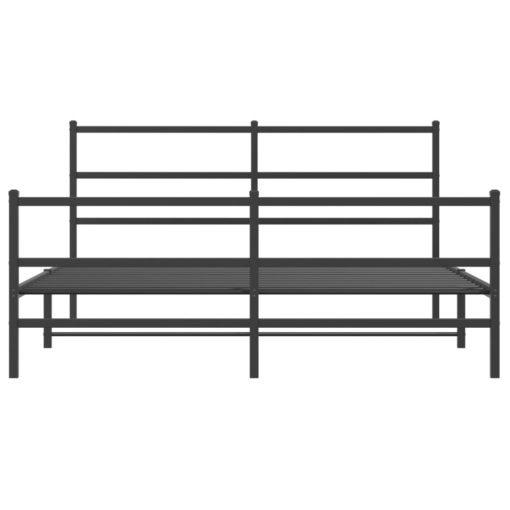 Cadre de lit métal sans matelas avec pied de lit noir 150x200cm - XIOS