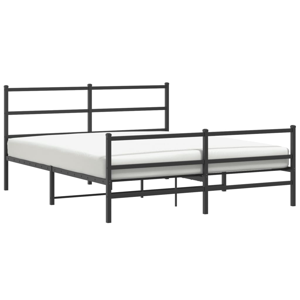 Cadre de lit métal sans matelas avec pied de lit noir 160x200cm - XIOS