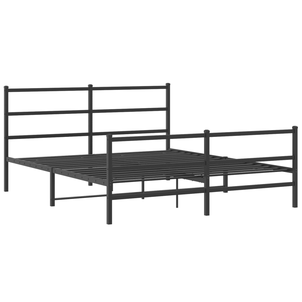 Cadre de lit métal sans matelas avec pied de lit noir 160x200cm - XIOS