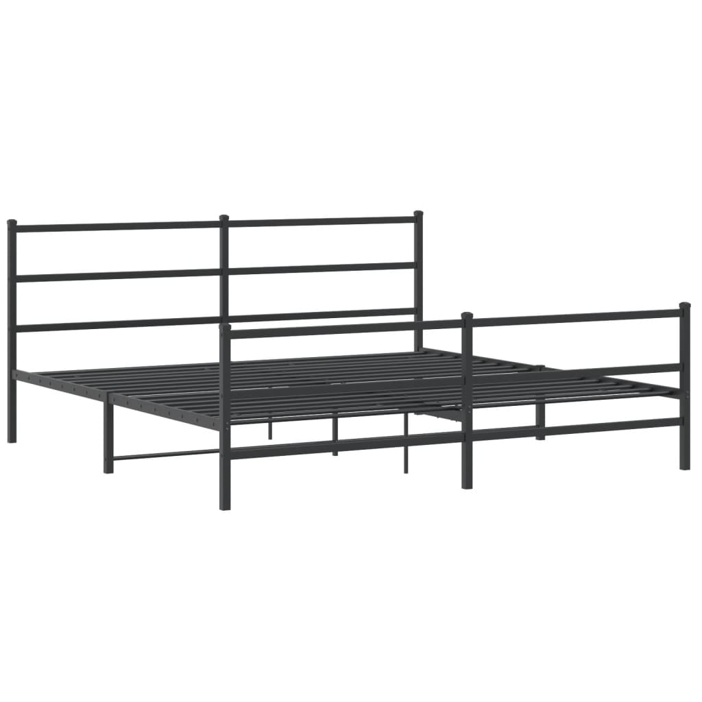 Cadre de lit métal sans matelas avec pied de lit noir 200x200cm - XIOS