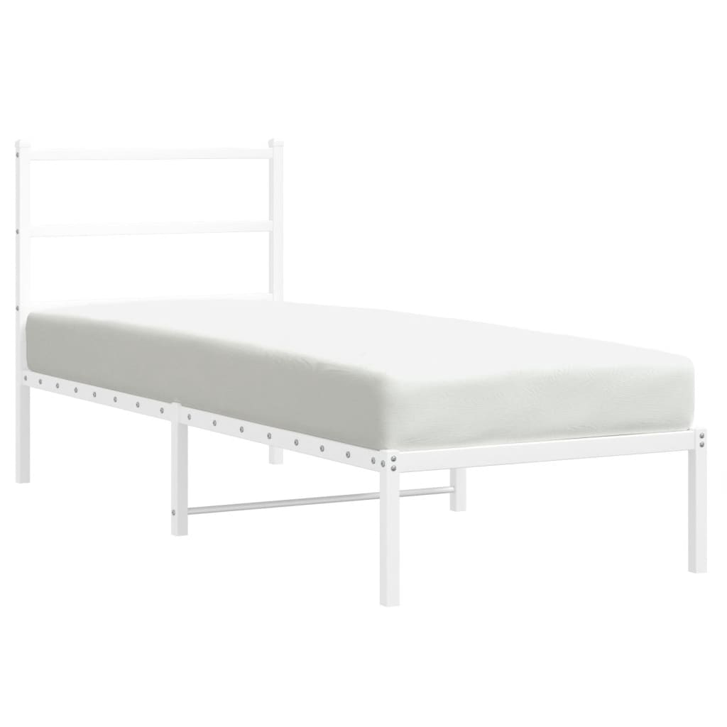 Cadre de lit métal sans matelas avec tête de lit blanc 75x190cm - XIOS