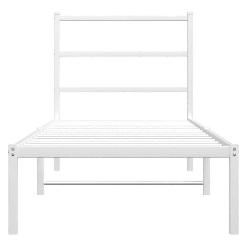 Cadre de lit métal sans matelas avec tête de lit blanc 75x190cm - XIOS