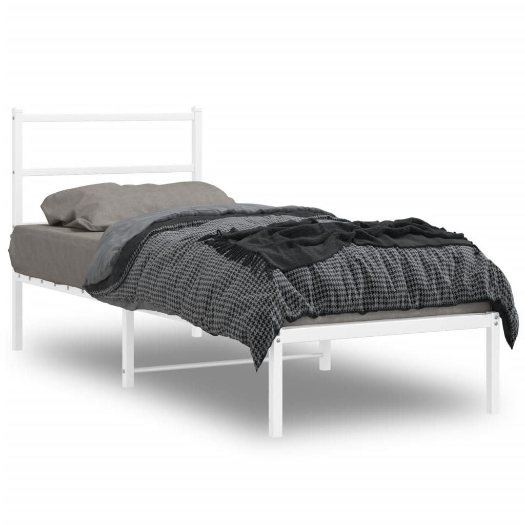 Cadre de lit métal sans matelas avec tête de lit blanc 80x200cm - XIOS