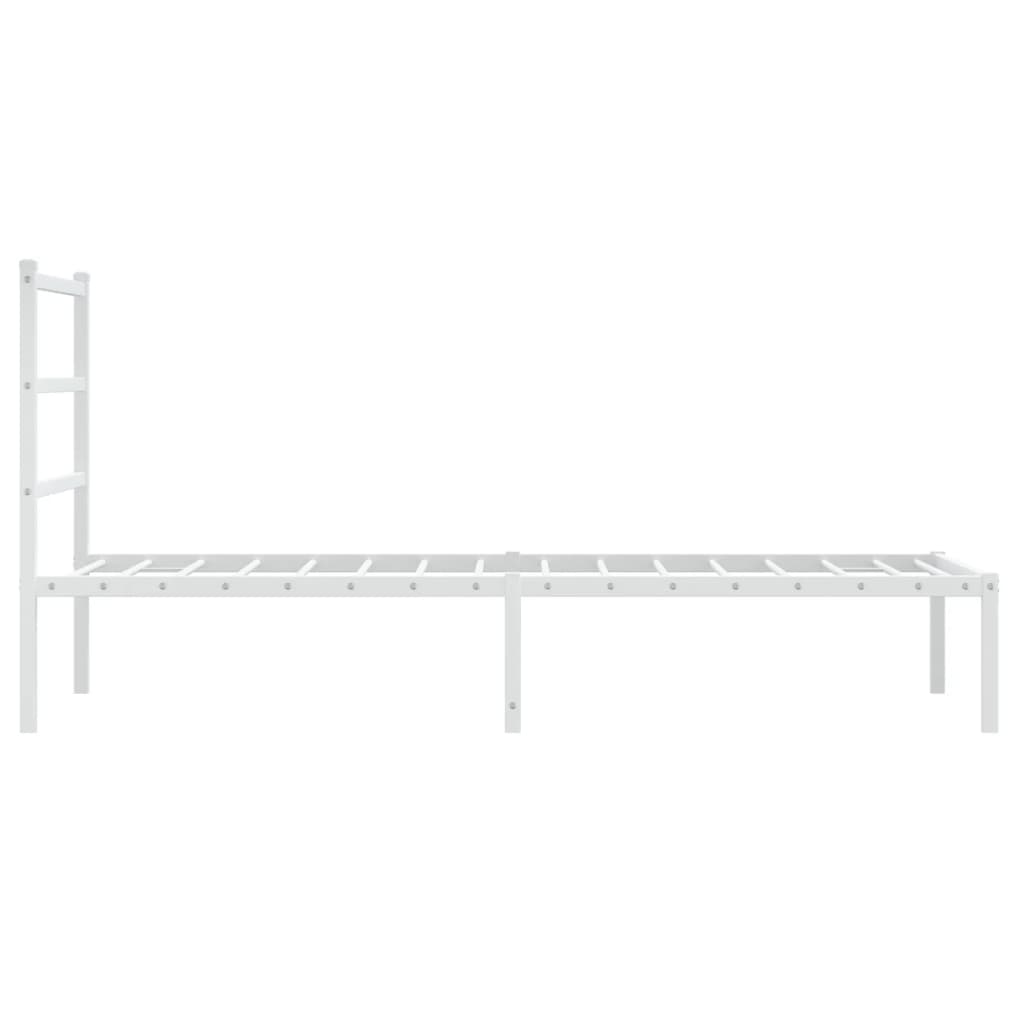 Cadre de lit métal sans matelas avec tête de lit blanc 90x190cm - XIOS