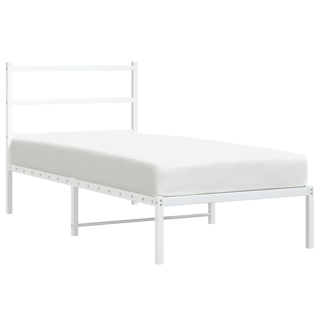 Cadre de lit métal sans matelas avec tête de lit blanc 90x200cm - XIOS