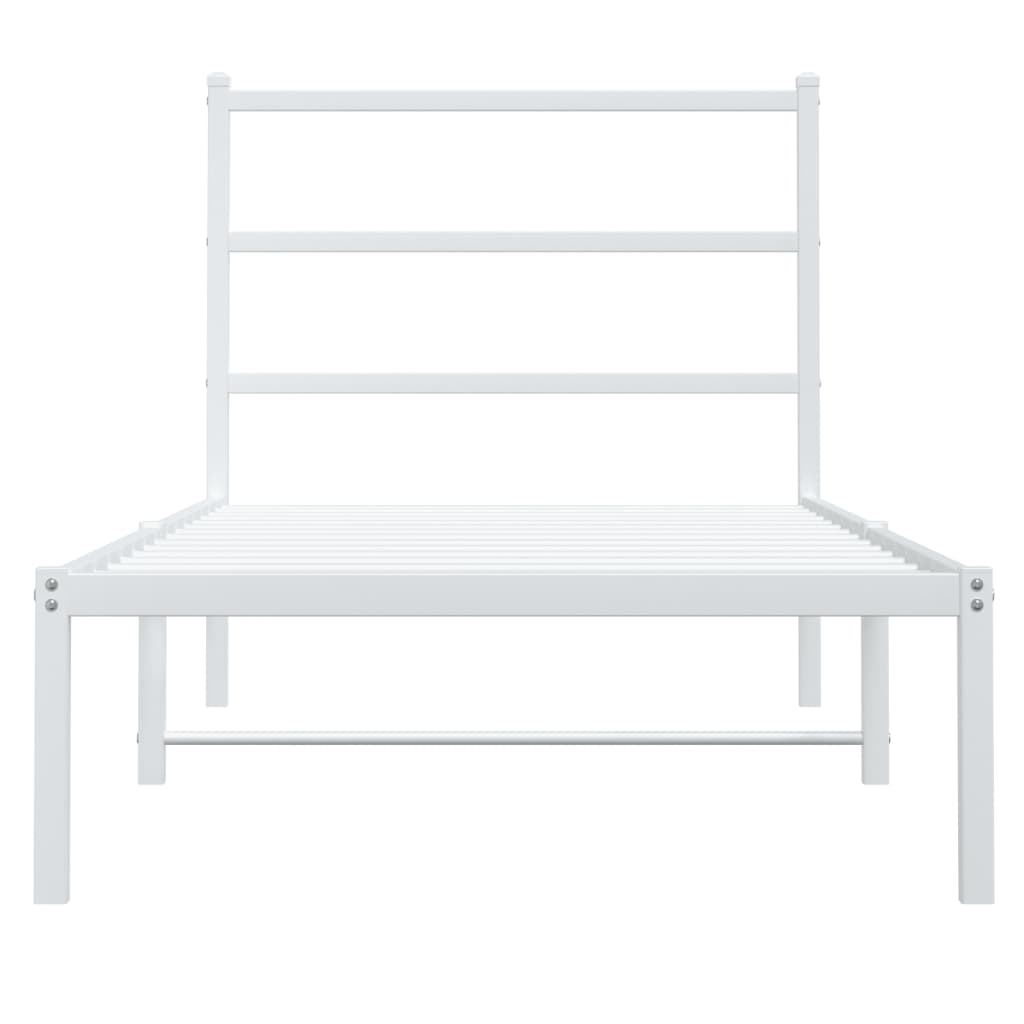 Cadre de lit métal sans matelas avec tête de lit blanc 90x200cm - XIOS