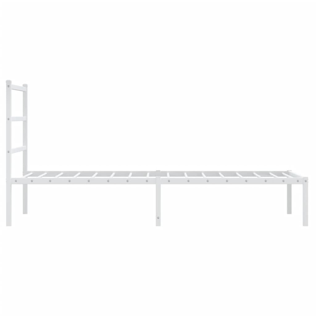 Cadre de lit métal sans matelas avec tête de lit blanc 90x200cm - XIOS