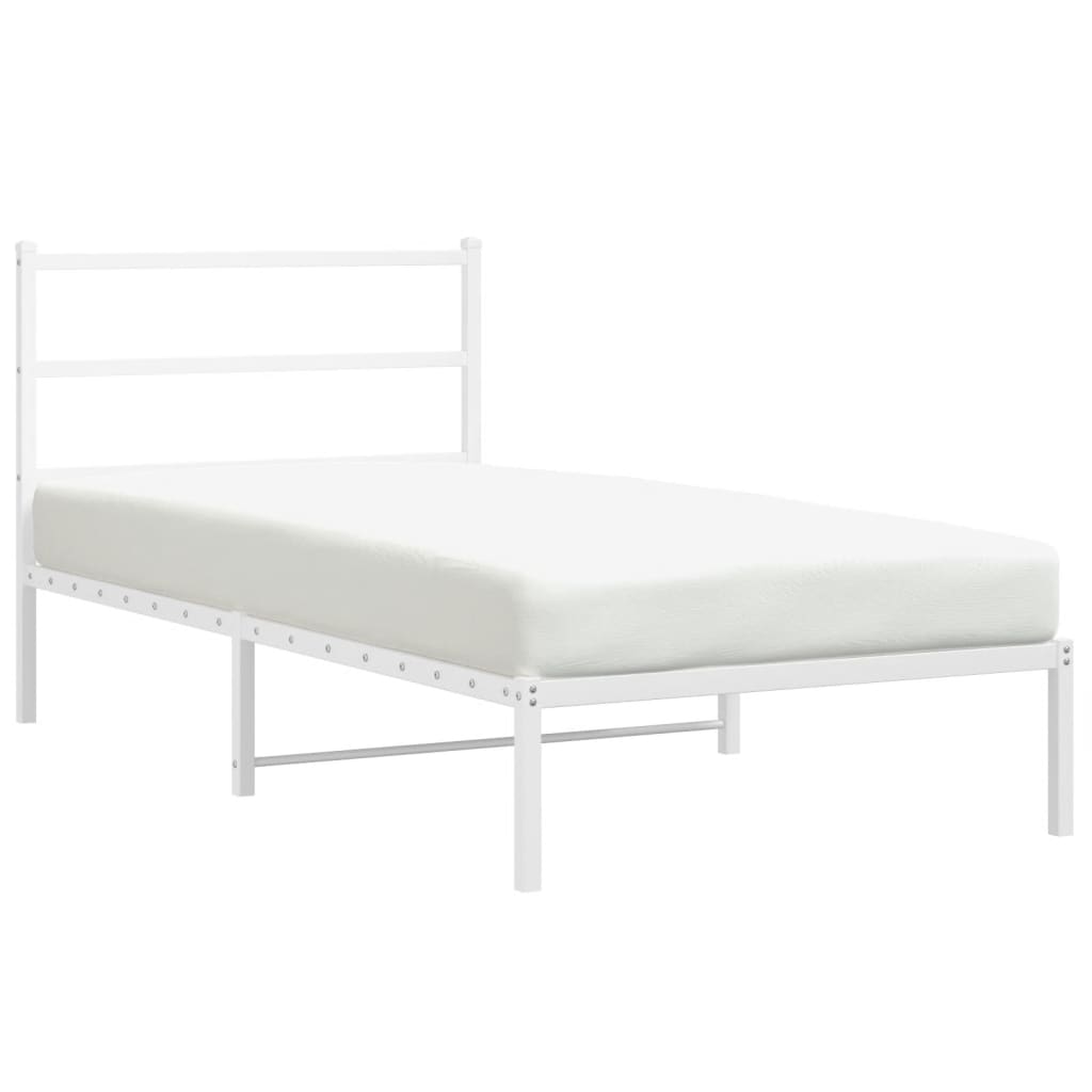 Cadre de lit métal sans matelas et tête de lit blanc 100x200 cm - XIOS