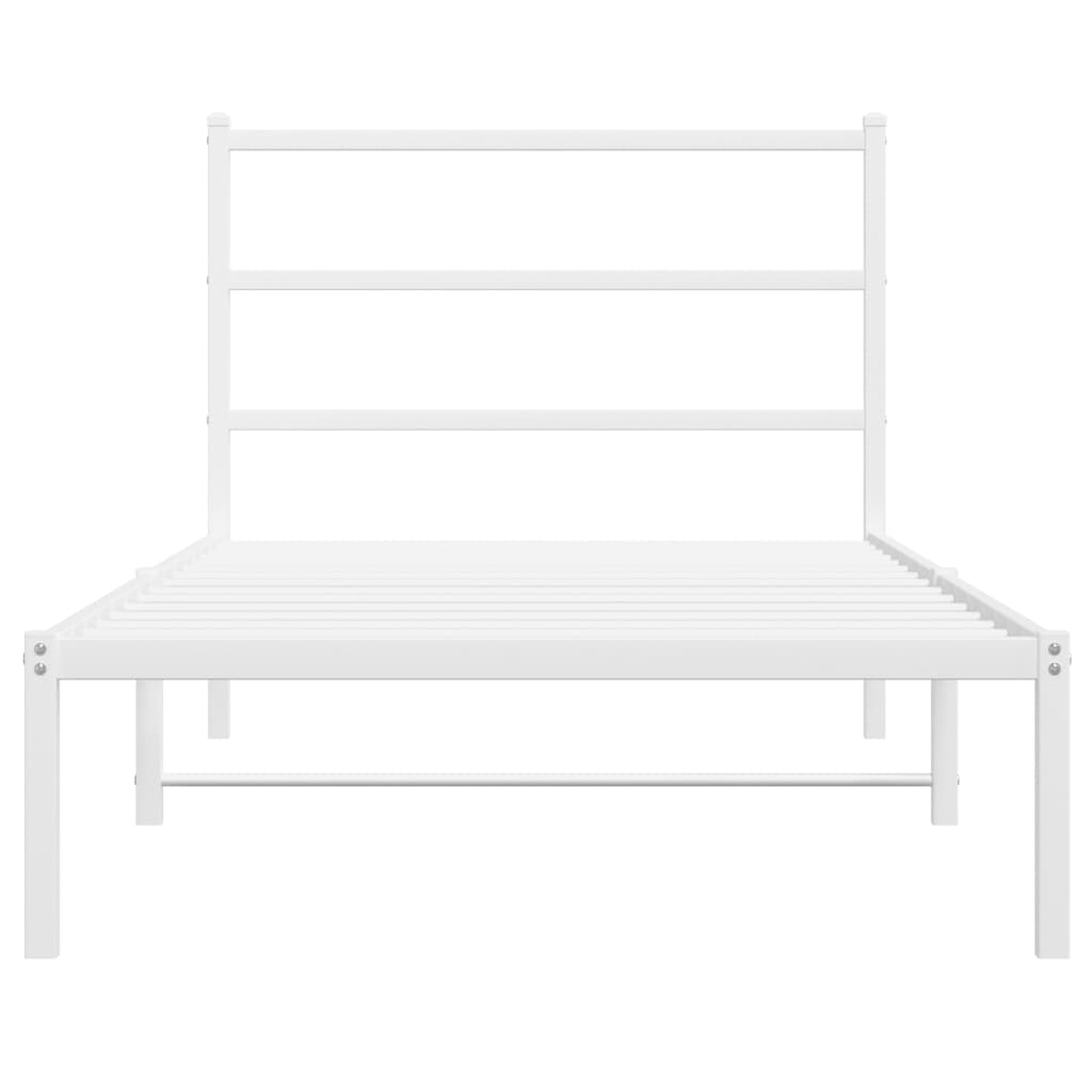 Cadre de lit métal sans matelas et tête de lit blanc 100x200 cm - XIOS