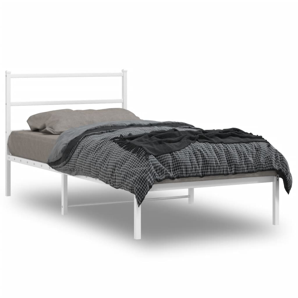 Cadre de lit métal sans matelas et tête de lit blanc 100x200 cm - XIOS