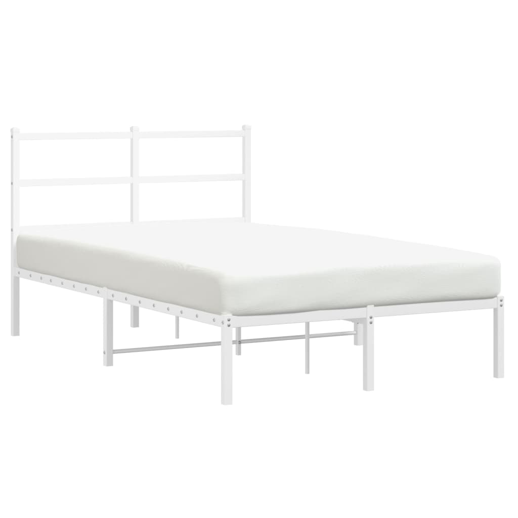 Cadre de lit métal sans matelas et tête de lit blanc 120x190 cm - XIOS