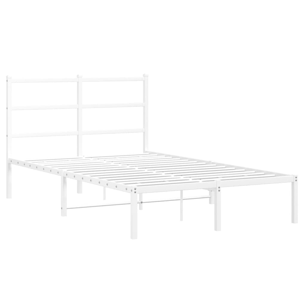 Cadre de lit métal sans matelas et tête de lit blanc 120x190 cm - XIOS