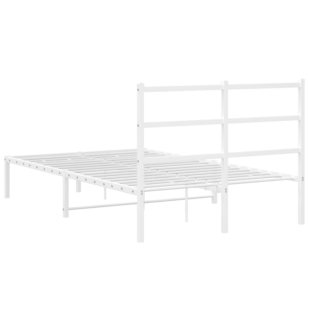 Cadre de lit métal sans matelas et tête de lit blanc 120x190 cm - XIOS