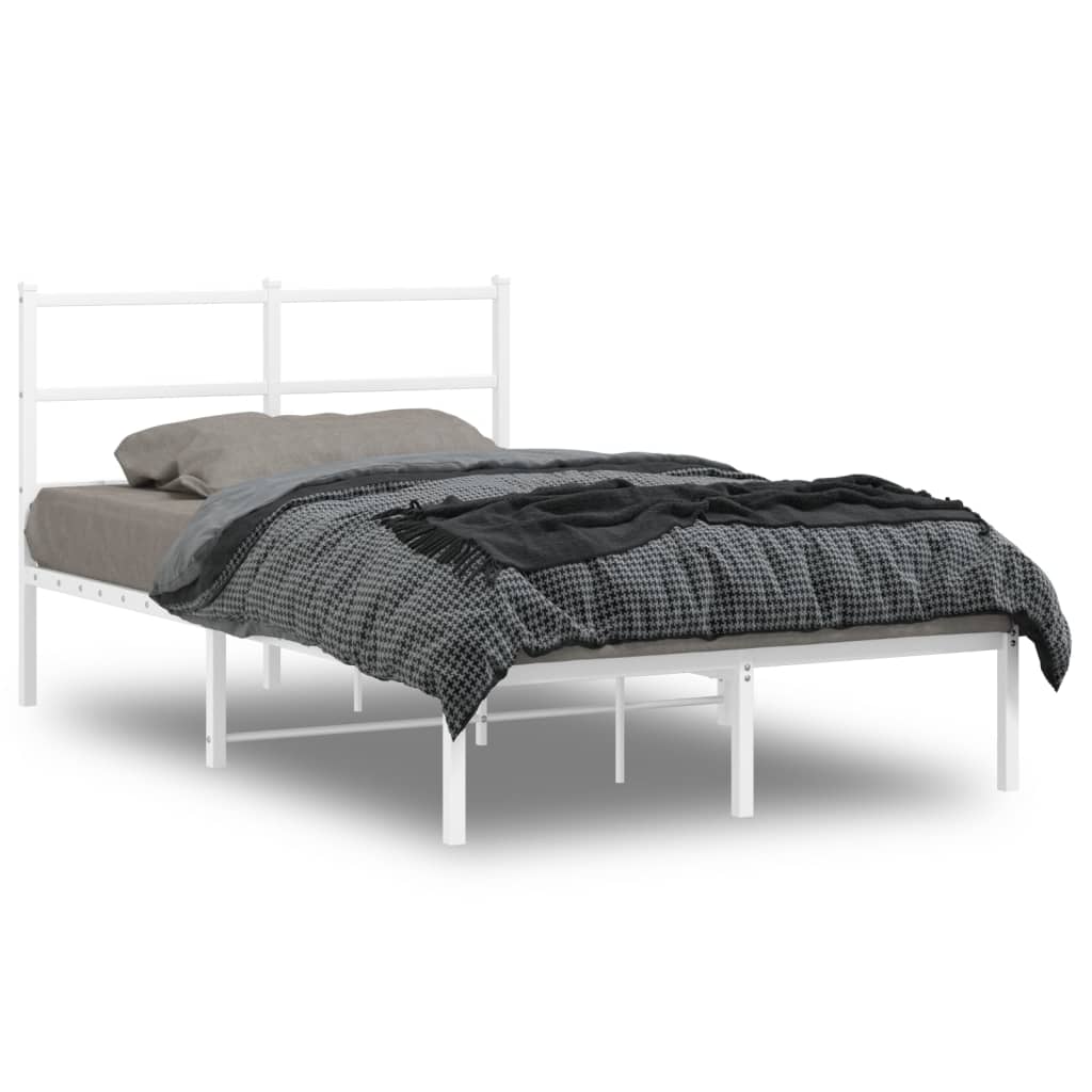 Cadre de lit métal sans matelas et tête de lit blanc 120x190 cm - XIOS