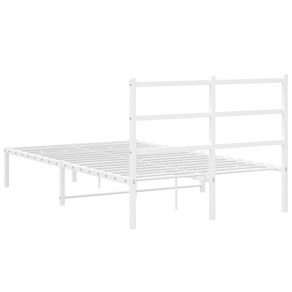 Cadre de lit métal sans matelas et tête de lit blanc 120x200 cm - XIOS