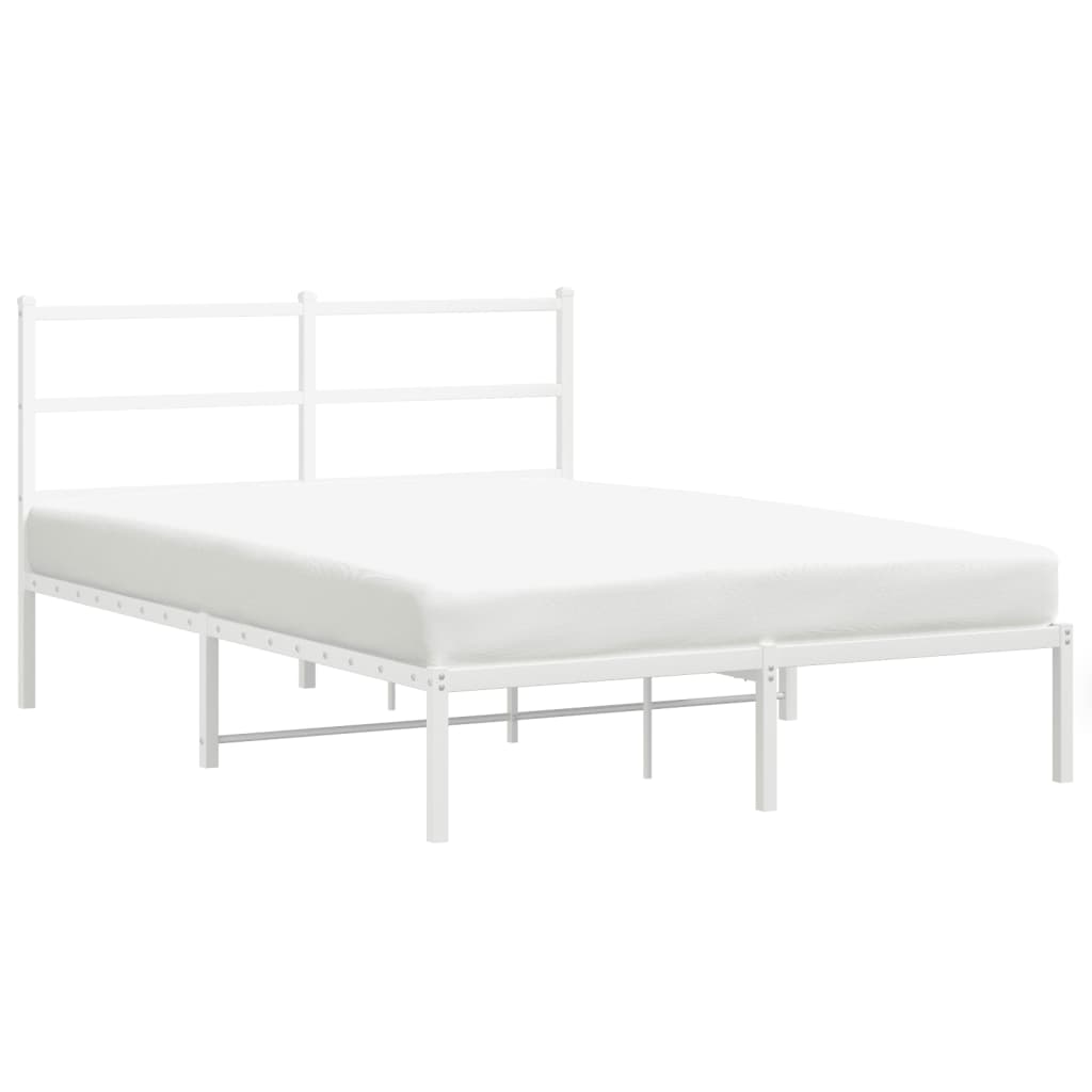 Cadre de lit métal sans matelas et tête de lit blanc 140x200 cm - XIOS
