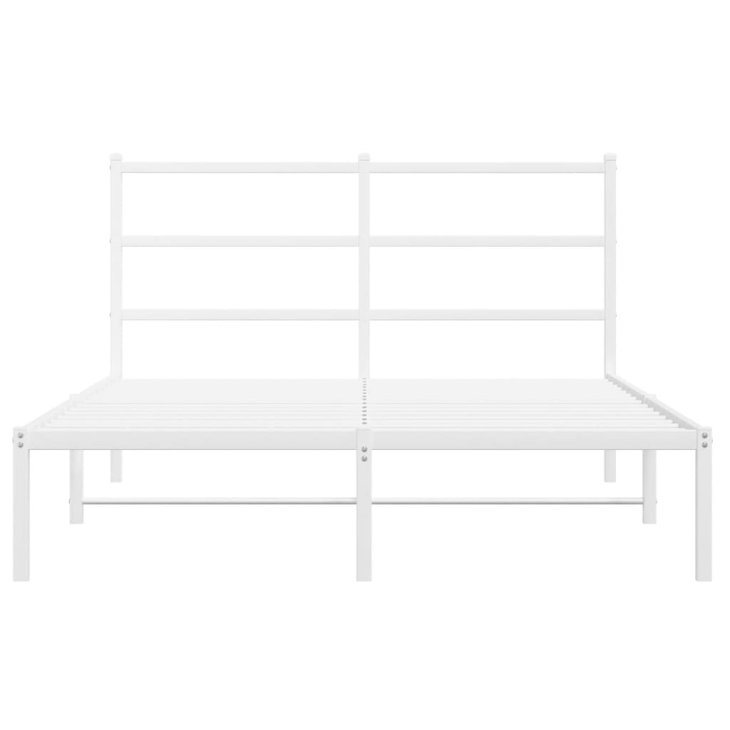 Cadre de lit métal sans matelas et tête de lit blanc 140x200 cm - XIOS