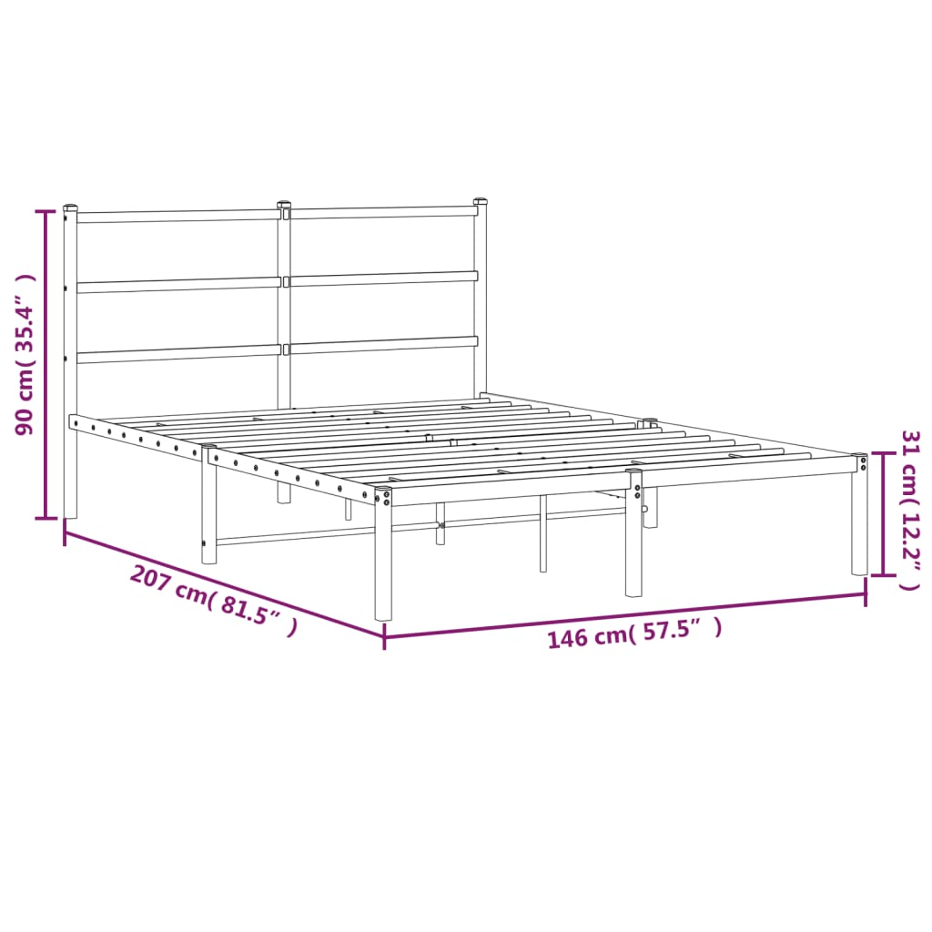 Cadre de lit métal sans matelas et tête de lit blanc 140x200 cm - XIOS