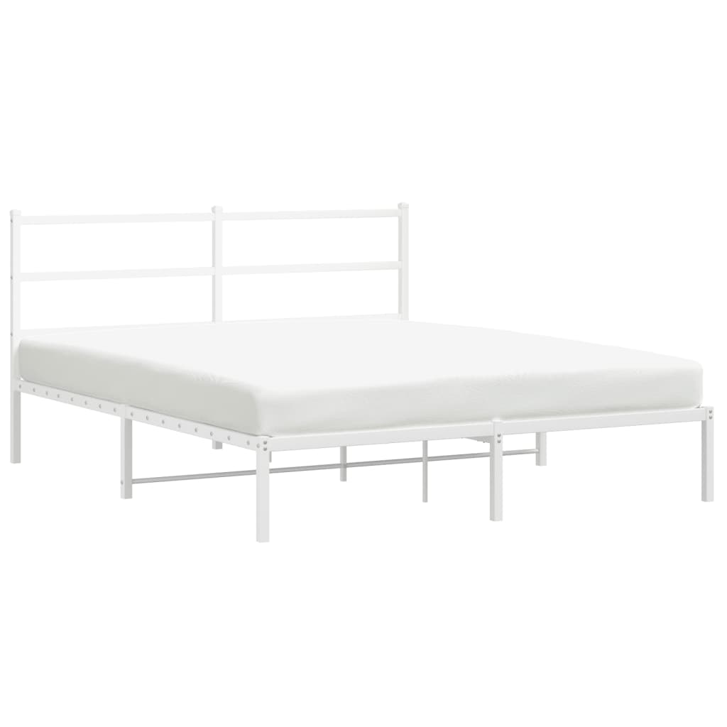 Cadre de lit métal sans matelas et tête de lit blanc 150x200 cm - XIOS