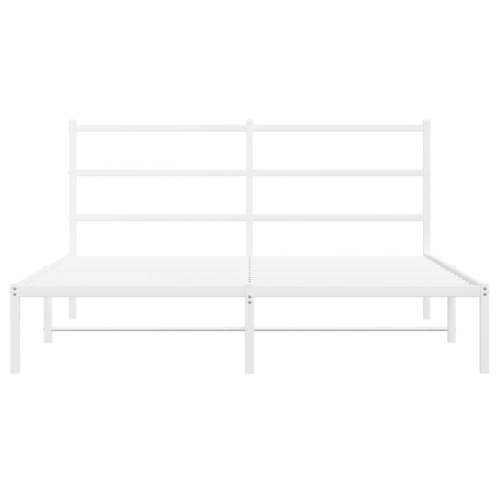 Cadre de lit métal sans matelas et tête de lit blanc 150x200 cm - XIOS