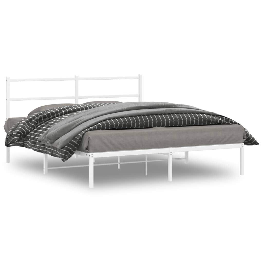 Cadre de lit métal sans matelas et tête de lit blanc 150x200 cm - XIOS