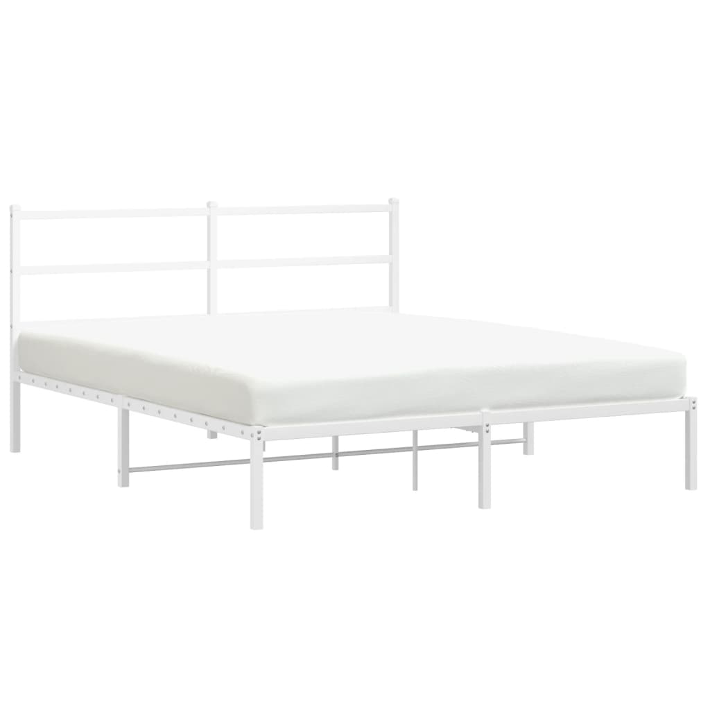 Cadre de lit métal sans matelas et tête de lit blanc 160x200 cm - XIOS