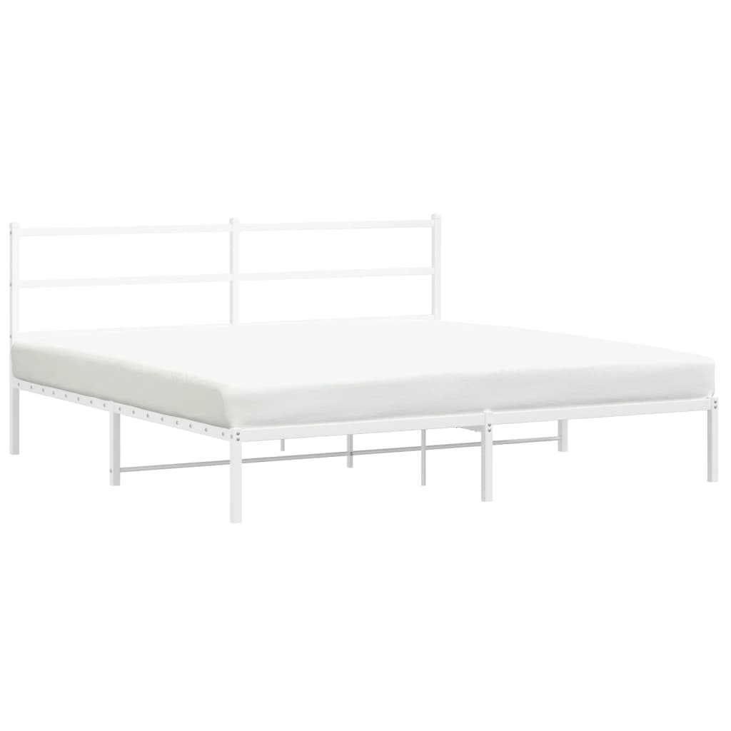 Cadre de lit métal sans matelas et tête de lit blanc 180x200 cm - XIOS