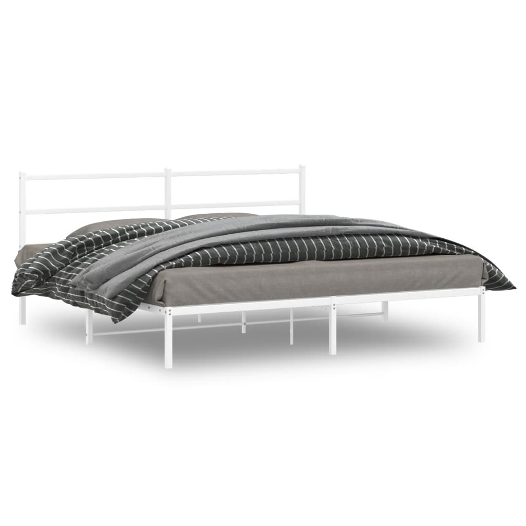 Cadre de lit métal sans matelas et tête de lit blanc 180x200 cm - XIOS