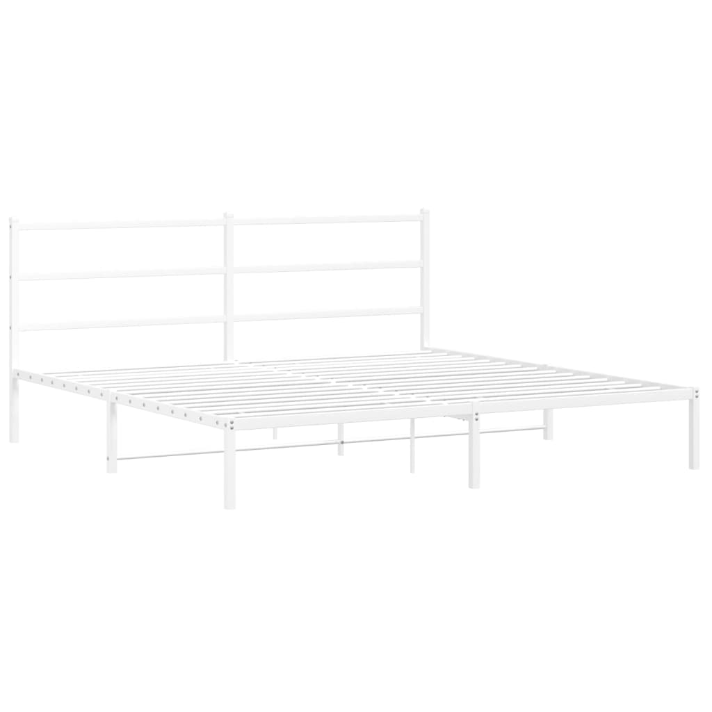 Cadre de lit métal sans matelas et tête de lit blanc 183x213 cm - XIOS