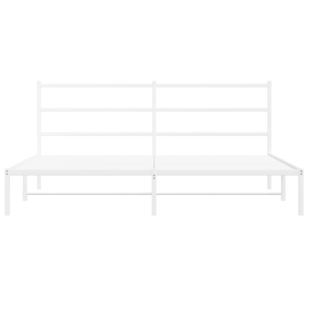Cadre de lit métal sans matelas et tête de lit blanc 183x213 cm - XIOS