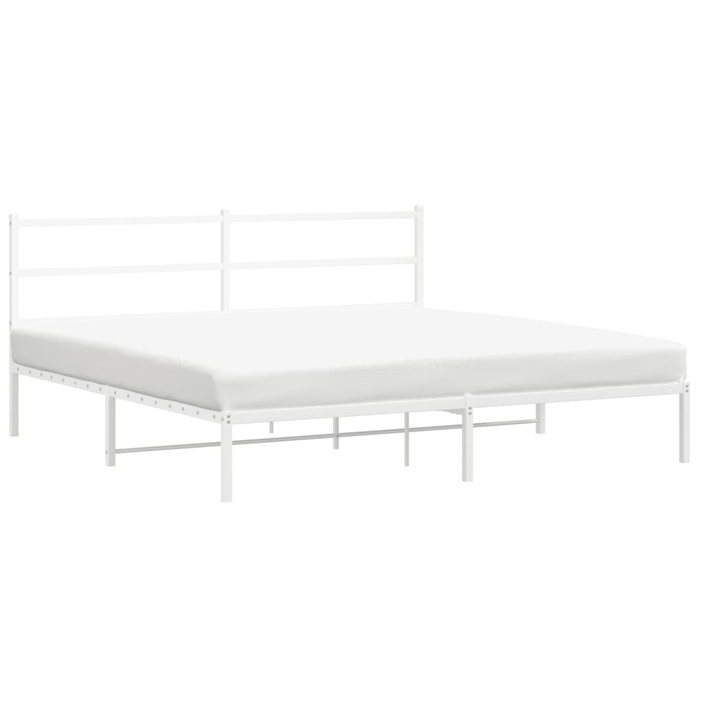 Cadre de lit métal sans matelas et tête de lit blanc 193x203 cm - XIOS