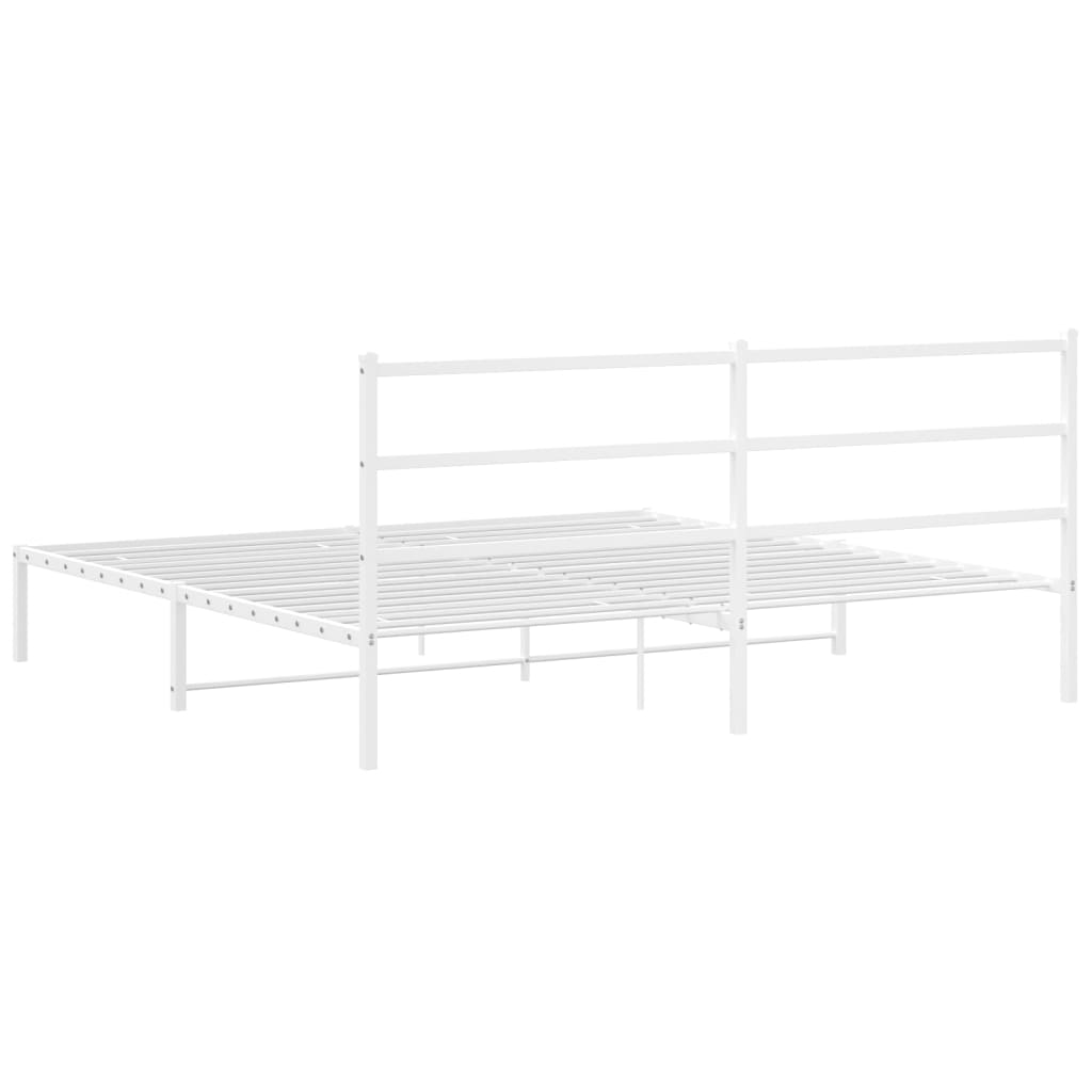 Cadre de lit métal sans matelas et tête de lit blanc 193x203 cm - XIOS