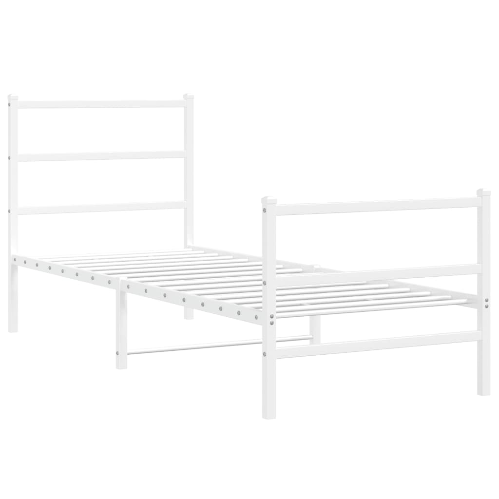 Cadre de lit métal sans matelas avec pied de lit blanc 80x200cm - XIOS