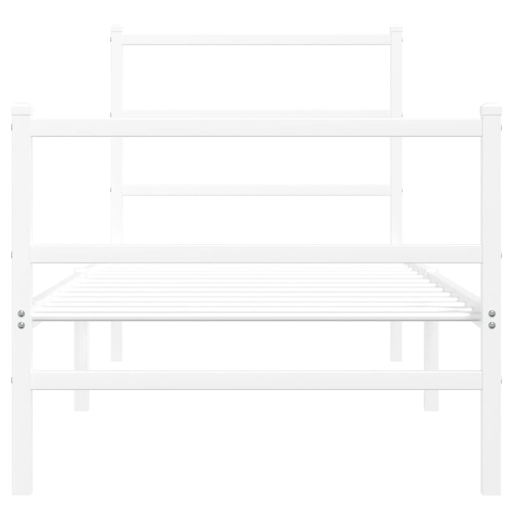Cadre de lit métal sans matelas avec pied de lit blanc 80x200cm - XIOS