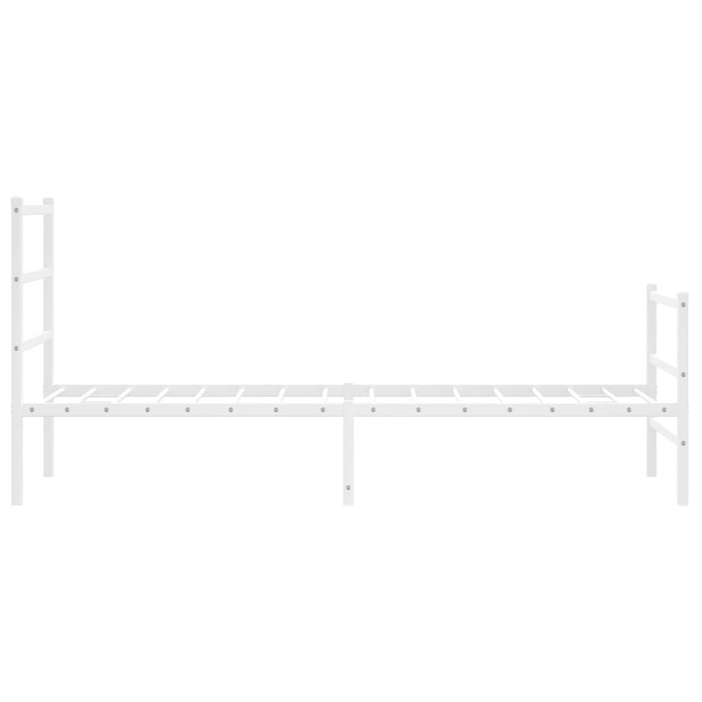 Cadre de lit métal sans matelas avec pied de lit blanc 80x200cm - XIOS