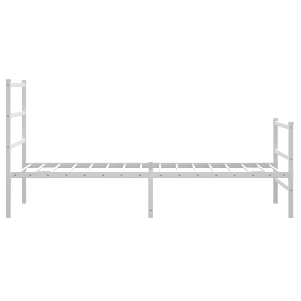 Cadre de lit métal sans matelas avec pied de lit blanc 90x190cm - XIOS